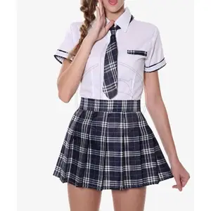 Sıcak satış özel takım rahat kumaş modelleri kızlar okul üniforması etek ve gömlek