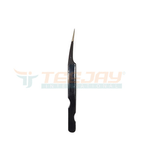 Pincettes d'isolation de cils pour femmes, 1 pièce, pince à épiler, couche de poudre, noir brillant, angulaire, avec Base, contrôlée à la main, outils de beauté, étiquette privée - Product Image 6