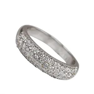 Pave natural diamante noivado banda anel, sólido 18k branco ouro fabricante de jóias artesanais & fornecedor da índia