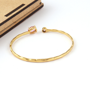 Good feedback faceted pink quartz hammer design bracelet <b>gold</b>/silver plated top selling customized adjustable <b>bangle</b> bracelet - Product Image 6
