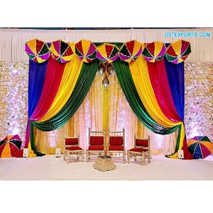 Wedding Party Background <b>Curtain</b> Drape Stage Affordable Backdrop Drapes for Wedding Mandap <b>Silk</b> Satin Wedding Party Stage Drape - Product Image 1