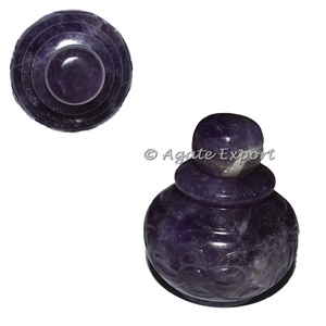 หินอเมทิสต์พร้อมขวดแกะสลักด้วยมือหินธรรมชาติหินโมราชิปในขวด - Product Image 2