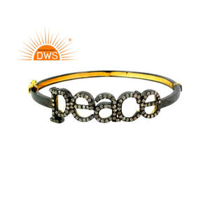 กำไลข้อมือดีไซน์รูปทรงสันติภาพประดับเพชรธรรมชาติชุบทองคำขาวสเตอร์ลิงปี 2026 ล่าสุด สำหรับผู้หญิง จากผู้ผลิตเครื่องประดับ - Product Image 1