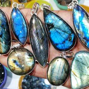 Joyería de labradorita superpuesta de plata de ley, Gema labradorita natural, Colgante de Piedra labradorita, joyería al por mayor - Product Image 3