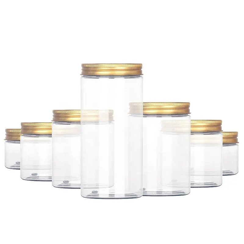 Luxury 4/8oz PET Plastic Cosmetic Face Cream Jars With Lids Body Butter Cream Containers Clear Plastic Jars For Food Packaging