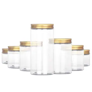 Luxury 4/8oz PET Plastic Cosmetic Face Cream Jars With Lids Body Butter Cream Containers Clear Plastic Jars For Food Packaging