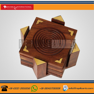 100% Rosewood & Brass Antique Tea <b>Coaster</b> Set Handmade Wooden <b>Drink</b> <b>Coasters</b> for Coffee Tea Dining Table Office Desk Home Decor - Product Image 3