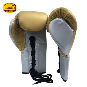 Guantes de boxeo de entrenamiento de cuero Real personalizados de alta calidad con empuñaduras de mano diseño con cordones para jugadores artistas marciales al por mayor - Product Image 3