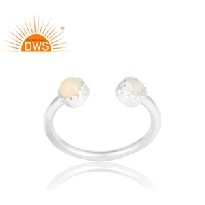 925 Sterling Silver Trendy Wedding & Anniversary <b>Ring</b> with Natural Ethiopian <b>Opal</b> & Rainbow Moonstone Double Stone Gemstone - Product Image 2