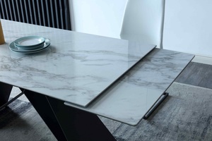 Table à manger extensible en bois contemporaine moderne rectangulaire couleur naturelle peu encombrante et pliable pour la maison et l'hôtel - Product Image 3