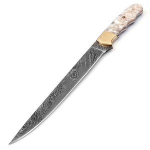 New Style Custom Hand Forged Damascus Fillet knife With leather Sheath cover (smk1648) - Product Image 6