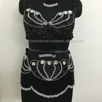 Nouvelle robe de danse du ventre sexy pour femmes adultes, costume égyptien fascinant, ensemble de ceinture de soutien-gorge, perles et paillettes faites à la main, tissu satiné multicolore