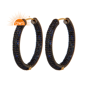 Pendientes de Aro de Plata de Ley 925 con Zafiro Azul Natural, Tendencia 2026, para Mujer, Fabricante de Joyería - Product Image 1