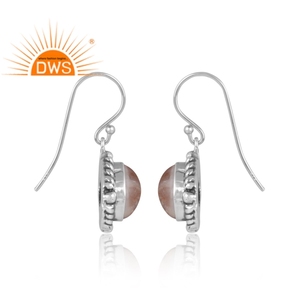 Boucles d'oreilles pendantes en argent sterling 925 avec pierre précieuse naturelle doublet de pierre de soleil, fabricant de bijoux - Product Image 3