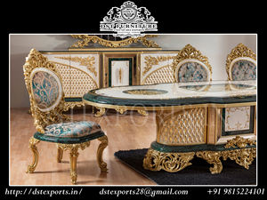 Ensemble de meubles de salle à manger de style Maharaja, lourdement sculpté, authentique et luxueux, ensemble de table à manger de luxe, ensemble de salle à manger de luxe pour roi - Product Image 4