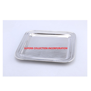 Plateaux de service de mariage en acier inoxydable martelé carré en acier inoxydable sur Offre Spéciale - Product Image 1