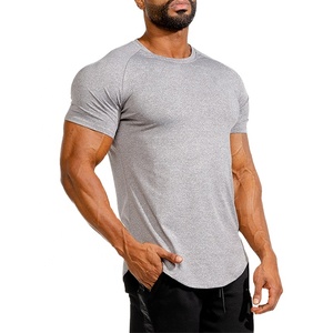 Venta al por mayor personalizado de los hombres 65% algodón 35% poliéster gimnasio Fitness camiseta de gran tamaño Slim Fit manga corta transpirable estilo musculoso - Product Image 1