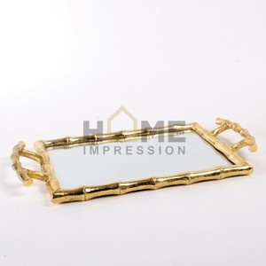 ขอบลูกปัดสีทองกระจกทรงกลมหรูหราทันสมัยวางกลางโต๊ะอุปกรณ์ตกแต่งร้านอาหารและโรงแรม - Product Image 6