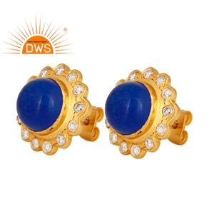 Pendientes Colgantes de Aventurina Azul Natural y Circonita Cúbica, Última Moda 2026, para Mujer, Fabricante de Joyería - Product Image 2