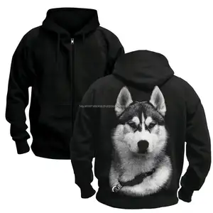 High quality OEM beautiful dog print cotton fleece cheap pullover men sweatshirt pullover hoodie