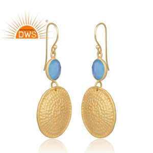 Newly Arrived Chalcedony Gemstone <b>Set</b> Sterling Silver Dangle Hook Earrings Wholesale <b>Gold</b> Plated Jewelry Classic Collection - Product Image 2