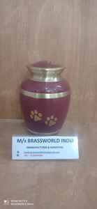 Urna de cremación para mascotas, suministros funerarios de latón azul con pata de mascota plateada grabada, moda India - Product Image 3