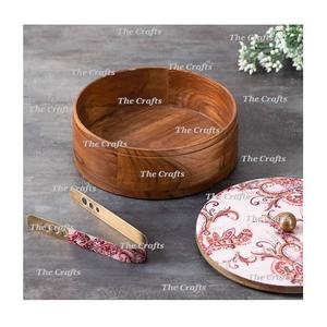 Wooden Roti Box With Designer <b>Lid</b> Premium Quality Round Shape <b>Decorative</b> Chapati Container At Acceptable Prices - Product Image 4