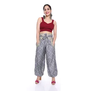 Women Fashion Baggy pants Indian Soft Fabric Trouser For Girls Beach Wear Yoga Pants