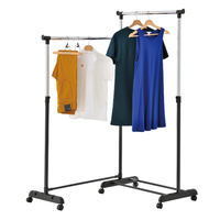 Porte-vêtements en métal réglable avec roulettes pour suspendre les vêtements, organisateur de vêtements, design minimaliste, forme rectangulaire