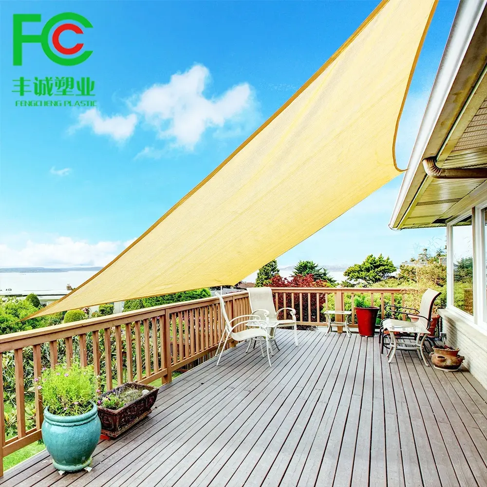 factory price 3*3*3m triangle type 185g anti-uv square beige hdpe outdoor shade sail