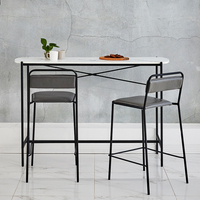 Table haute minimaliste au design industriel, structure métallique, finition thermolaquée, pour pub, salle à manger, cuisine, salon, rectangulaire et étroite