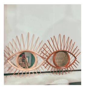 Espejo de ratán decorativo para el hogar, cristal de mimbre para decoración del hogar, (Ws0084587176063), 99 DATOS dorados - Product Image 1