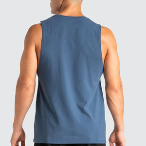 Débardeur bleu clair en coton pur, personnalisable OEM, pour homme/garçon, collection été, tissu extensible. - Product Image 5