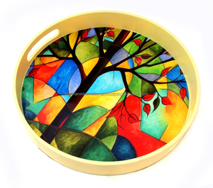 KAMRAN Eco-Friendly Custom Floral Printed MDF Wood Serving Tray <b>Rectangle</b> Sustainable Elegant <b>Coffee</b> Wedding Parties Home Decor - Product Image 4