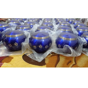 Odyssey Bleu PET Cremaion Urne Style Américain Laiton Fournitures Funéraires - Product Image 1