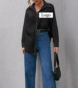 Blusa informal de manga larga con botones en la parte delantera para mujer, blusa informal con bolsillo - Product Image 6