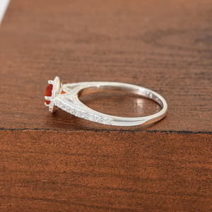 Anillo de Boda de Diseño para Mujer, Romántico y Delicado, Impresionante, de Plata de Ley 925 Maciza, Clásico, con Engaste de Garras, Cornalina Fina - Product Image 3