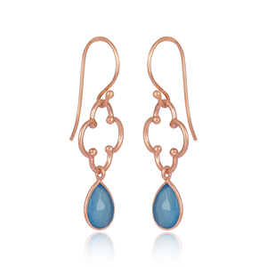 Zemo — boucle d'oreille pendante en argent Sterling fait à la main, bijou en pierre précieuse de calcédoine bleue, vente en gros - Product Image 2