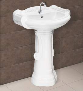 100% impermeable respetuoso con el medio ambiente sanitario de cerámica Fozan lavabo con Pedestal 450X525mm para sala de estar. - Product Image 4