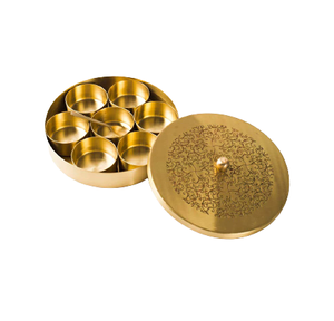 Meilleure vente, meilleure vente, boîte à épices en laiton et cuivre design fait main, condiment Masala Dabba, boîte à épices en métal design fait main - Product Image 4