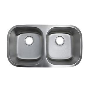 SS-3218 50/50 évier de cuisine sous le comptoir 304 en acier inoxydable simple double bols rectangulaires Nano Surface deux trous robinet de comptoir - Product Image 1