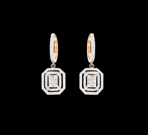 Precioso corte redondo diamante piedra preciosa 18K oro rosa sólido hecho a mano mujeres gota pendientes joyería para venta al por mayor - Product Image 2