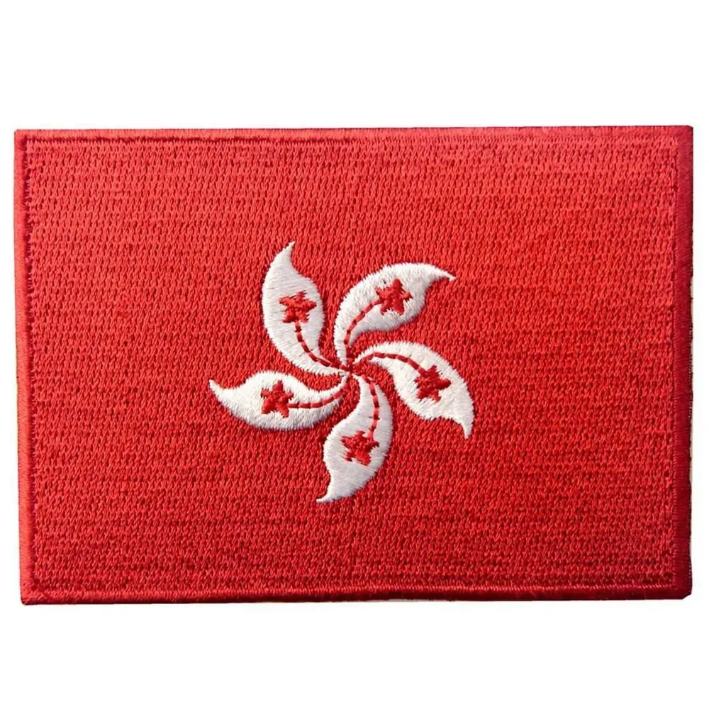 Hong Kong Flag machine Embroidered Emblem Pearl of The Orient Iron On Sew On National Patch