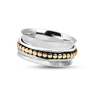 Dot <b>Ball</b> <b>Spinner</b> Ring Plated Manufacturer Handmade Band Ring Jewelry Gold 925 Sterling Silver Lovers Picture Designer Ring - Product Image 1
