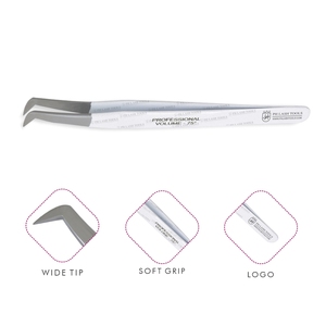 Pinzas de extensión de pestañas, punta ancha en papel blanco recubierto con Etiqueta Privada, pinzas de extensión de pestañas, pinzas para pestañas - Product Image 1