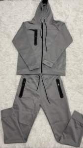 Survêtement de sport pour hommes, ensemble deux pièces uni, haut à manches longues, collection automne 2021 - Product Image 4