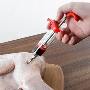 Meat Injector Syringe - 3 Marinade Injector Needles for BBQ Grill, Premium  Portable Turkey Injector kit for Smoker,Marinades Injector for Meats With