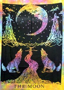 ผ้าแขวนโปสเตอร์ขนาดเล็กรูปพระจันทร์และหมาป่าผ้าฝ้ายตกแต่งผนังรูปดาวห้าแฉกของตกแต่งบ้านผ้าปูโต๊ะหลากสีสำหรับคนส่งของอินเดีย - Product Image 4