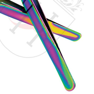 Extensiones de pestañas de acero inoxidable, pinzas de Color arcoíris, Etiqueta Privada, resistentes, par de pinzas - Product Image 4