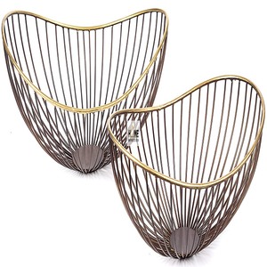 Vente en gros de panier de pique-nique en saule Nouveau rotin de conception de stockage d'aliments et de cadeaux en fil de fer enduit de poudre de couleur noire - Product Image 4